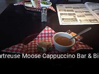 Chartreuse Moose Cappuccino Bar & Bistro book table