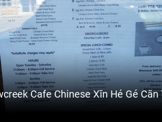 Book a table now at Newcreek Cafe Chinese Xīn Hé Gé Cān Tīng